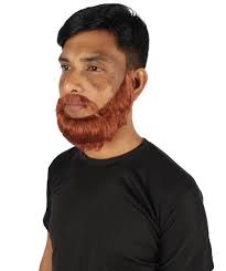 Adult Men's Medium Frizzly Ginger Brown Box Beard, High Quality Synthetic Fiber