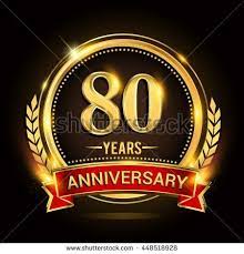 Celebrating 80 Years Anniversary Logo With Golden Ring And Red Ribbon Anniversario Di Lavoro Auguri Di Buon Compleanno Buon Anniversario