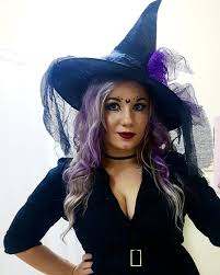 Witch Costume And Makeup For Halloween 2017 Purple Blonde Hair Purple Blonde Hair Blonde Blonde Hair