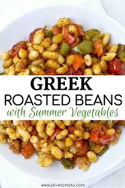 Greek Style Roasted White Beans With Summer Vegetables Recipe In 2020 Bean Recipes Mediterranean Recipes Greek Recipes