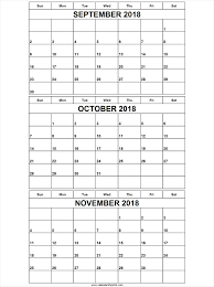 September October November 2018 Calendar Template Pdf 2018 Calendar Template Calendar Template Calendar