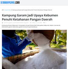 Pt rinjani permai express kebumen. Kampung Garam Jadi Upaya Kebumen Penuhi Ketahanan Pangan Daerah Bsn Badan Standardisasi Nasional National Standardization Agency Of Indonesia Setting The Standard In Indonesia Iso Sni Wto