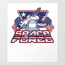 US Space Force Art | Spaceship US Flag Astronaut Light Art Print ...