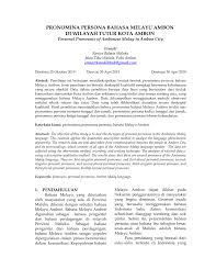 Hak cipta terpelihara © 2014. Pdf Pronomina Persona Bahasa Melayu Ambon Di Wilayah Tutur Kota Ambon