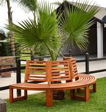 On a large, flat surface, lay out the first bench section (half the circle). Half Circle Tree Bench For Garden Seating Forever Redwood