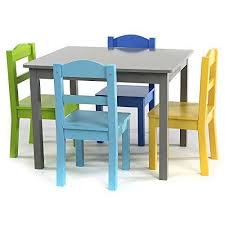 Tot Tutors Elements Grey Wood Table And 4 Colored Chairs Https Www Amazon Com Dp B06x92t29k R Kids Table Chair Set Kids Table And Chairs Table And Chairs