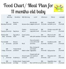 11 month baby food chart food chart meal plan for 11