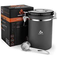 Coffee Canister By Coffee Droid Premium Stainless Steel Large Container And Measuring Spoon Airtight Seal And Coffee Canister Large Containers Canisters