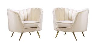 To change the look, you can pick a new set of covers. Meridian Furniture Margo Cream Velvet Gold Stainless Legs Accent Chair Set Of 2 622cream C Set 2
