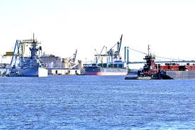 Port Of Camden Nj With The U S S New Jersey Docked On The Left Watersheds River Delaware River