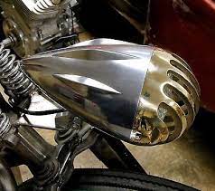 4 5 Invader Torpedo Headlight Finned Grilled Brass Alloy Harley Bobber Chopper Harley Bobber Retro Bike Bobber