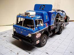 Ford C 800 Race Car Hauler And 64 Ford Stock Car The Truckstop Model Cars Building Ford Stock Ford Racing