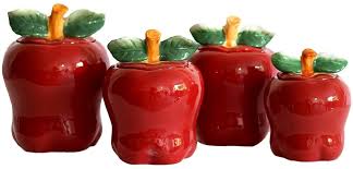 Wide range of kitchen canisters available to buy today at dunelm, the uk's largest homewares and soft furnishings store. Amazon Com Set Of 4 Apple Shaped Red Ceramic Canisters Country Kitchen Home Decor New Kitchen Storage And Organization Product Sets