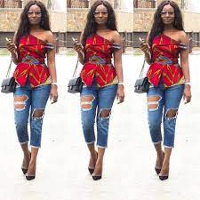 30 Stylish And Trendy Ankara Tops To Wear With Jeans Afrocosmopolitan African Print Tops Africa Fashion African Fashion Women Clothing