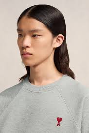 AMI PARIS de Coeur Sweatshirt in Heather Ash Grey