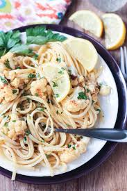 Creamy tomato pasta with shrimp key west penne poblano cream pasta with shrimp lemon pepper shrimp linguine thai shrimp and noodles fra description. Cauliflower Scampi In Lemon Garlic White Wine Sauce Veggie Inspired