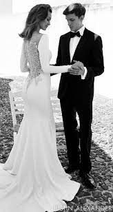 Style 8936 Crepe Long Sleeve Wedding Dress With Beaded Illusion Back Justin Alexander Wedding Dresses Wedding Dress Long Sleeve Long Sleeve Wedding