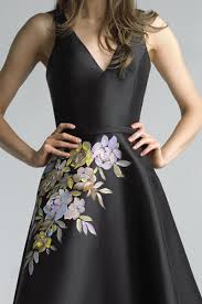 D8288a Hand Painted Cocktail Floral Dress Basix Black Label Floral Cocktail Dress Painted Clothes Fabric Paint Shirt