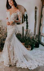 Sheer Floral Lace Wedding Dress With Long Sleeves Essense Of Australia Wedding Dresses Floral Lace Wedding Dress Essense Of Australia Wedding Dresses Designer Wedding Dresses