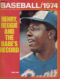 1974 Dell Baseball magazine Hank Aaron, Atlanta Braves chasing Babe Ruth  GOOD