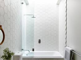 Suburb Cottage Home Expanded Into A Fresh Family Residence White Hexagon Tile Bathroom Bathroom Wall Tile Hexagon Tile Bathroom