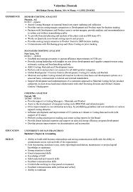 costing analyst resume samples velvet