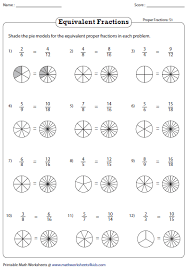 Represent Equivalent Fraction Using Pie Equivalent Fractions Fractions Worksheets Fractions