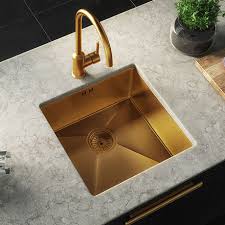 Kitchen sink strainer is made of durable premium stainless steel. Venice 1 0 Bowl Brushed Gold Inset Or Undermount Stainless Steel Kitchen Sink Waste