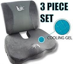 Set Cool Gel Memory Foam Seat Cushion With Rain Cover And Lumbar Support Pillow For Office Chair And C Memory Foam Seat Cushion Seat Cushions Car Seat Cushion