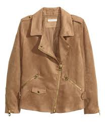 Beige Biker Jacket In Soft Imitation Suede With A Diagonal Zip At Front Diagonal Front Pockets With Zip Small Mock Pocket With Decor Jackets Faux Jacket Faux Suede Biker Jacket
