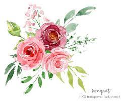 Watercolor Pink Flowers And Leaves Clipart Floral Aquarelle Set Png Files With Clear Transparent Background Free Commercial Use Watercolor Flowers Flower Clipart Pink Watercolor Flower