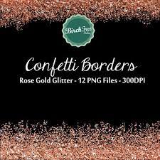 Digital Glitter Borders Confetti Glitter Rose Gold Metallic Clipart Invitation Scrapbooking Christmas Decoration Paper Border Gold Digital Paper Rose Gold Glitter Confetti Clip Art