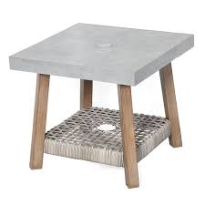 Features useful protected open storage shelf for towels or other outdoor necessities. Hampton Bay Beachside Square Steel Outdoor Patio Side Table With Tile Top The Home Depot Canada
