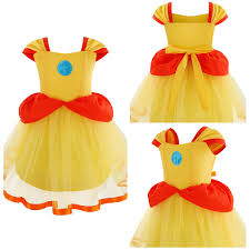 Kids Game Princess Daisy Cosplay Costume Dress Outfit Halloween Fancy Dress  Suit | eBay
