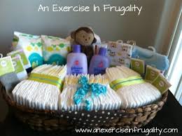 Baby Shower Basket Gift Idea An Exercise In Frugality Baby Shower Baskets Baby Shower Gift Basket Budget Baby Shower