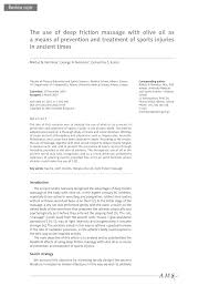 Pdf The Use Of Deep Friction Massage With Olive Oil As Treatment Of Sport Injuries In Ancient Times