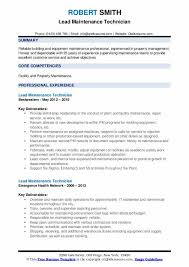 Routine maintenance is an important part of keeping systems up to date and functional. Lead Maintenance Technician Resume Samples Qwikresume