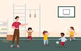Niños en concepto de gimnasio | Vector Premium