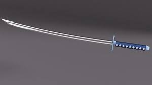 Low Poly Samurai Katana Sword Blue Flower Weapon Semi Realistic 3d Model Katana Low Poly 3d Model