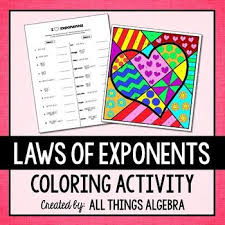 Exponent Rules Laws Of Exponents Coloring Activity Exponent Rules Color Activities Math Activities