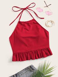 Top Tankini Halter Ribete Fruncido Elaboracion De Ropa Confeccion De Ropa Como Confeccionar Ropa