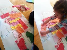 Kids Art 5 Ways With Body Outlines Arts And Crafts For Kids Body Outline Scrap Fabric Crafts