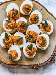 Chopped fresh sage leaves · 4 slices. Thanksgiving Deviled Eggs An Easy Appetizer Delicious Table