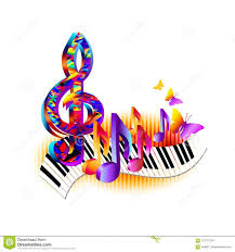 Colorful Treble Clef 3d Music Notes With Piano Keyboard And Butterfly Stock Vector Illustration Of Multicolor Mu Music Notes Music Pictures Music Painting