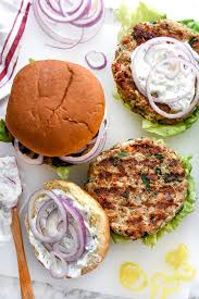 Form the mixture into 5 patties. Greek Turkey Burgers Tzatziki Sauce Foodiecrush Com