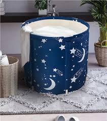 One can inflate and deflate. Portable Foldable Bathtub Free Standing Soaking Shower Bath Tub Plastic Bathing Tub For Shower Stall Thickening With Thermal Foam To Keep Temperature Swimming Printed Easy To Install Blue Buy Online At Best