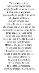 Poesia di primo levi se questo è un uomo. Primo Levi Se Questo E Un Uomo Tuttatoscanalibri