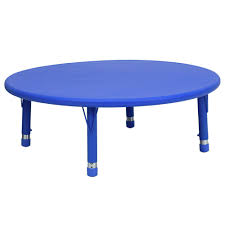 Flash Furniture 45 Round Blue Plastic Height Adjustable Activity Table Activity Table Flash Furniture Kids Activity Table