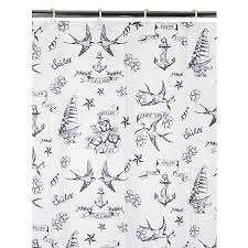 George Home Tattoo Shower Curtain Blue Blues George At Asda Home Tattoo George Home Blue Bathroom Accessories