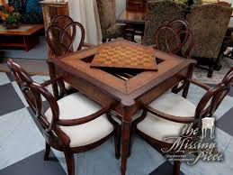 Ethan Allen Game Table With Four 4 Circle Back Chairs In A Mahogany Stain Measures 37 37 30 Table Table Games Chair
